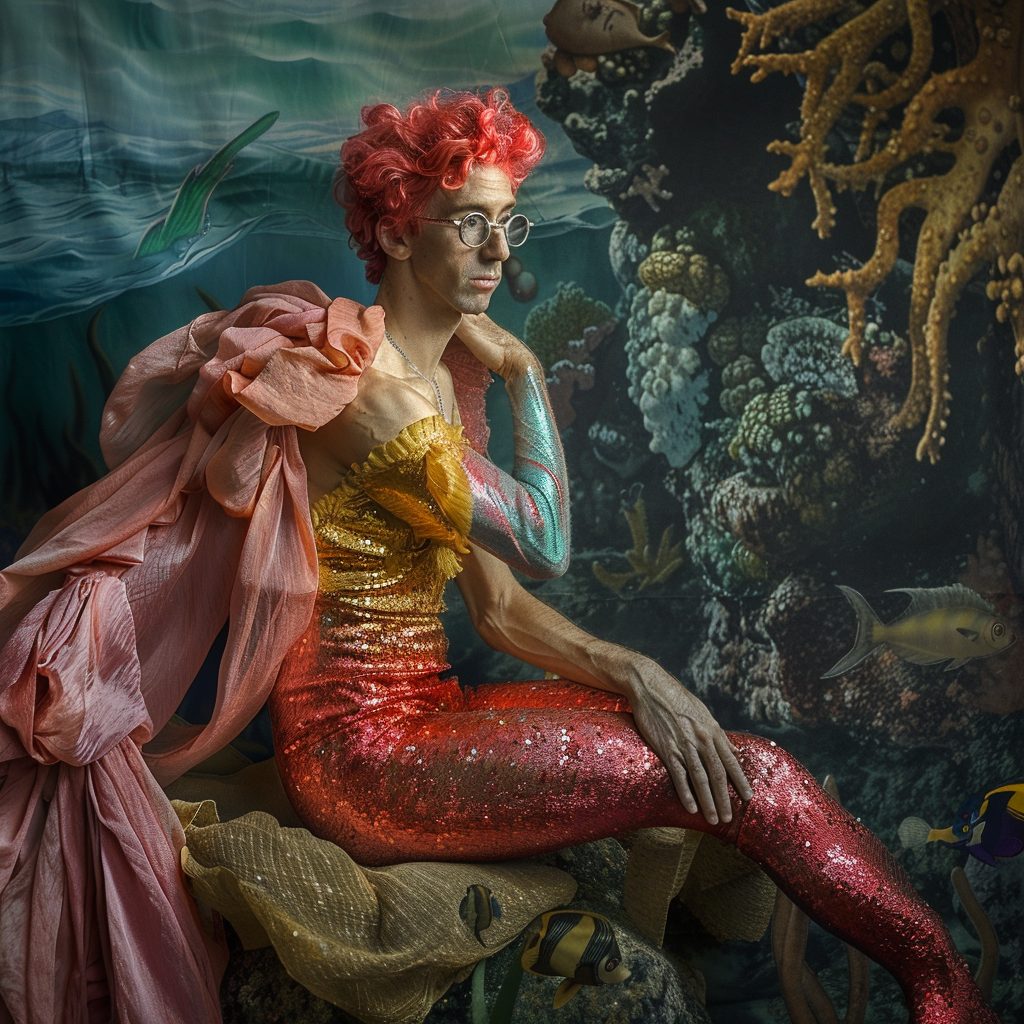 Prompt: Andy Dick as The Little Mermaid