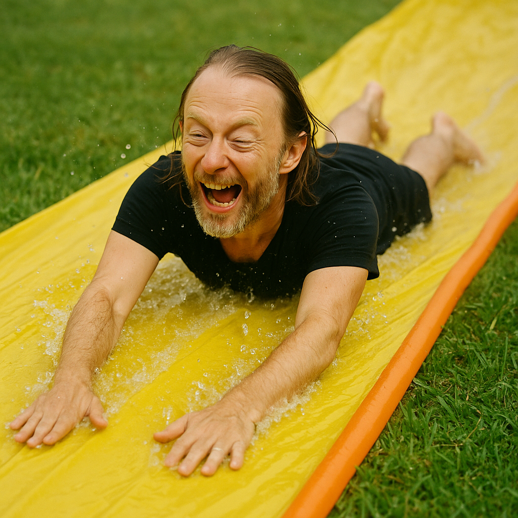 Prompt: Thom Yorke on a Slip n Slide
