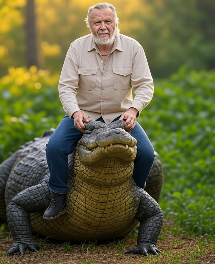 Prompt: John Voight riding an alligator