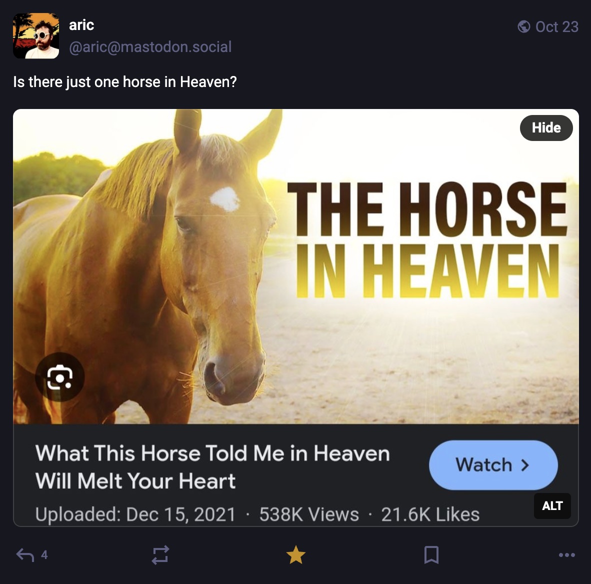 A Mastodon or Bluesky post