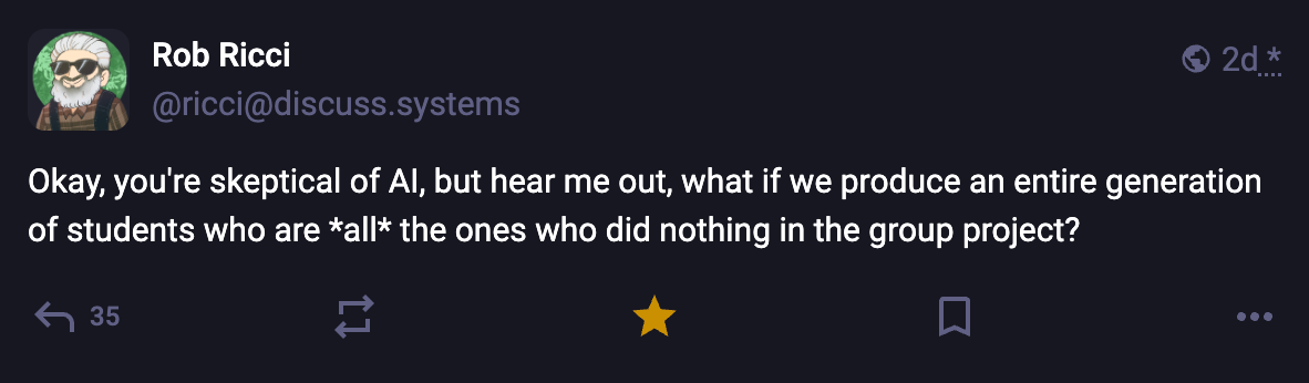 A Mastodon or Bluesky post