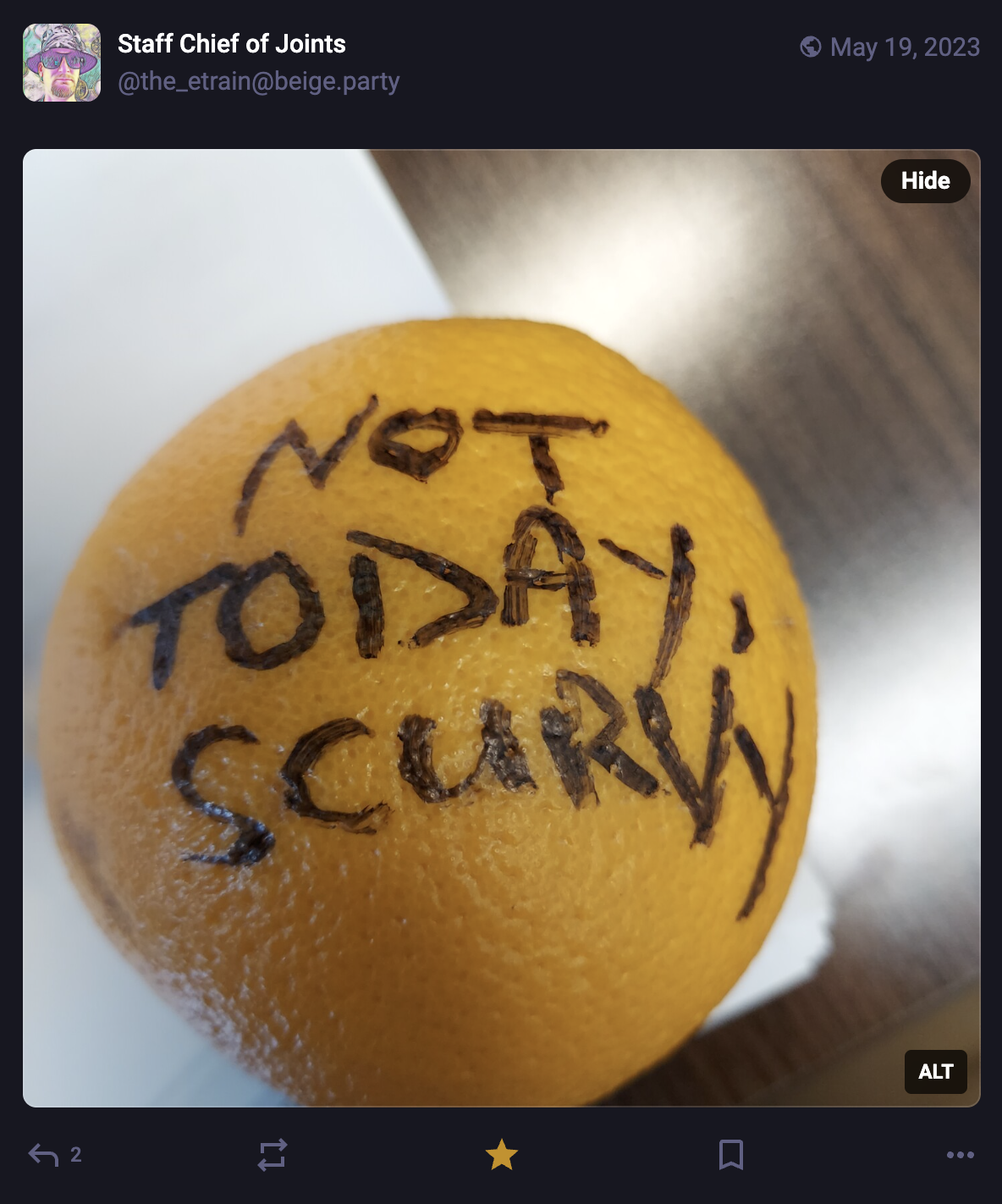 A Mastodon or Bluesky post