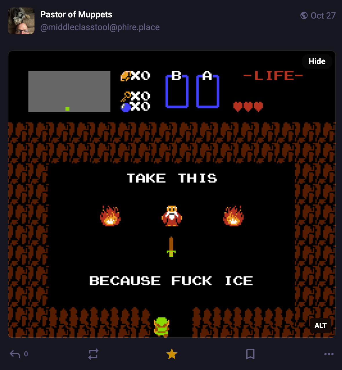 A Mastodon or Bluesky post