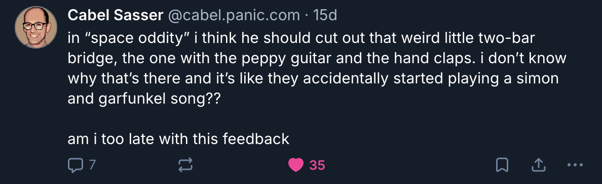 A Mastodon or Bluesky post