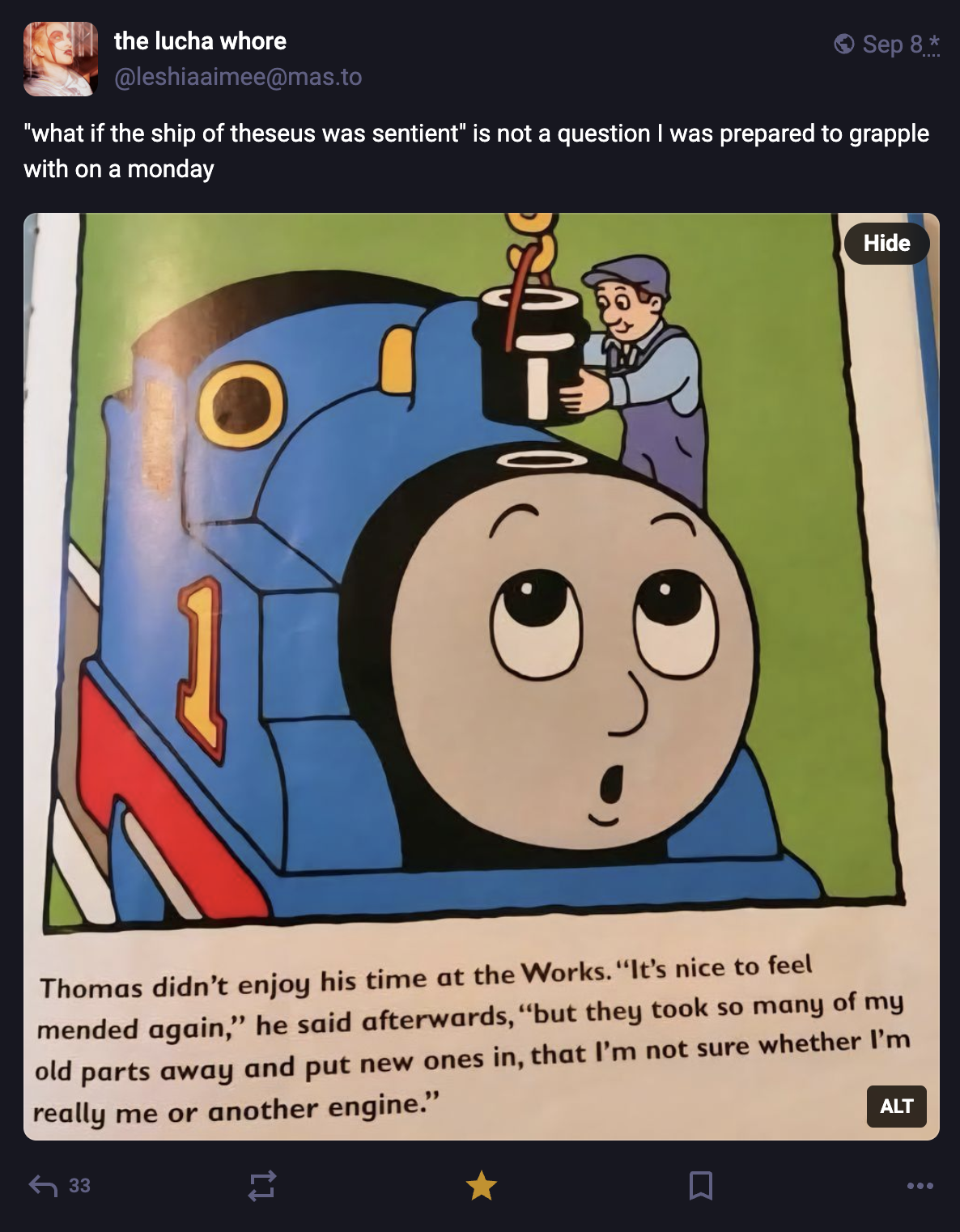 A Mastodon or Bluesky post