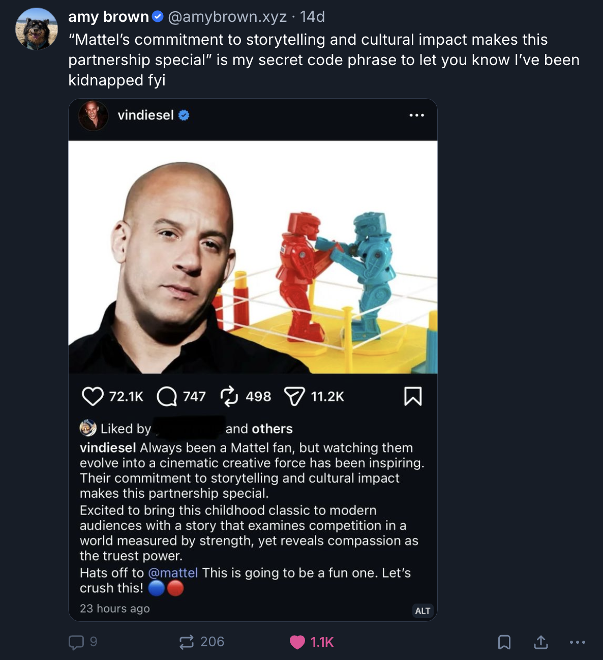 A Mastodon or Bluesky post