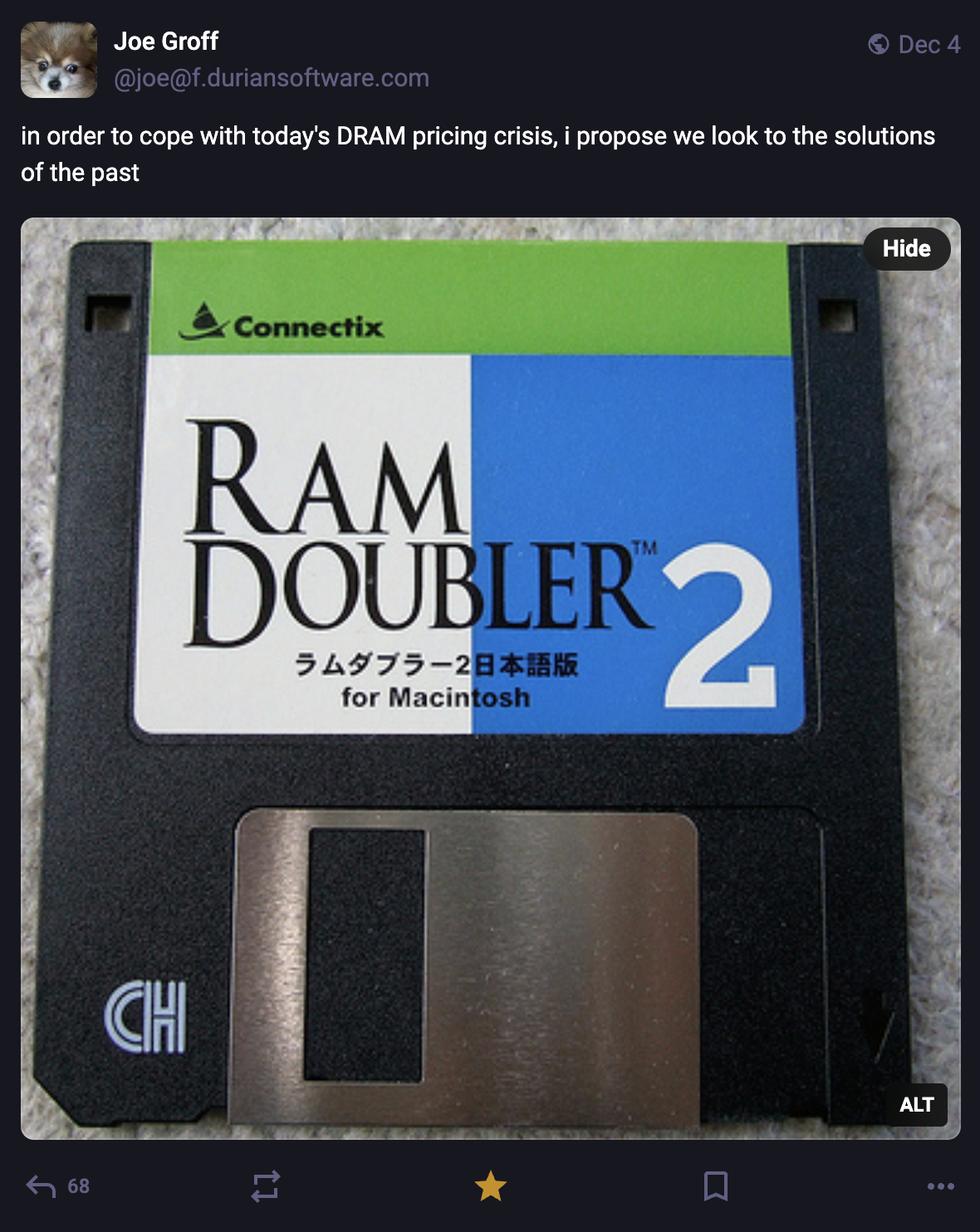 A Mastodon or Bluesky post