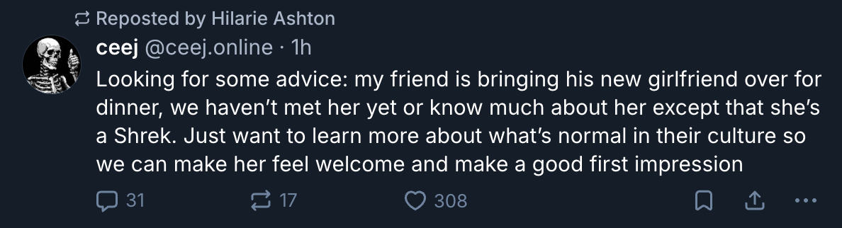 A Mastodon or Bluesky post