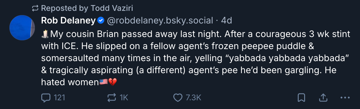 A Mastodon or Bluesky post