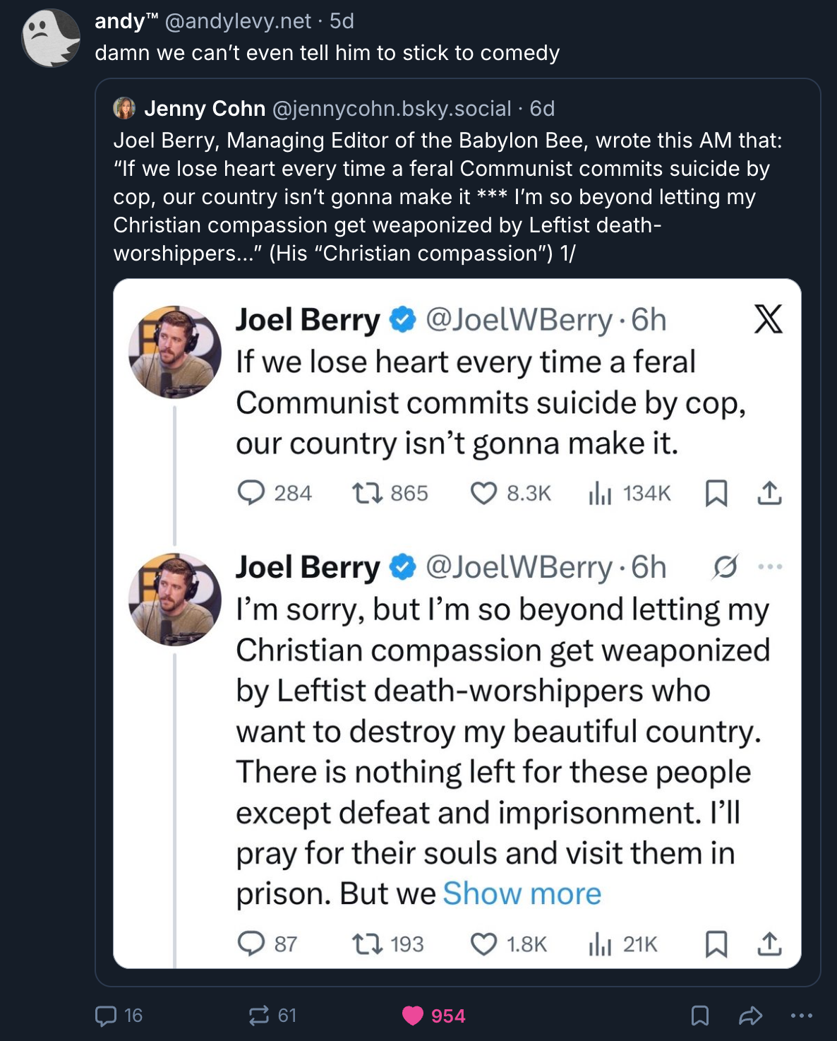 A Mastodon or Bluesky post