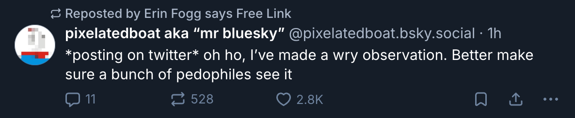 A Mastodon or Bluesky post