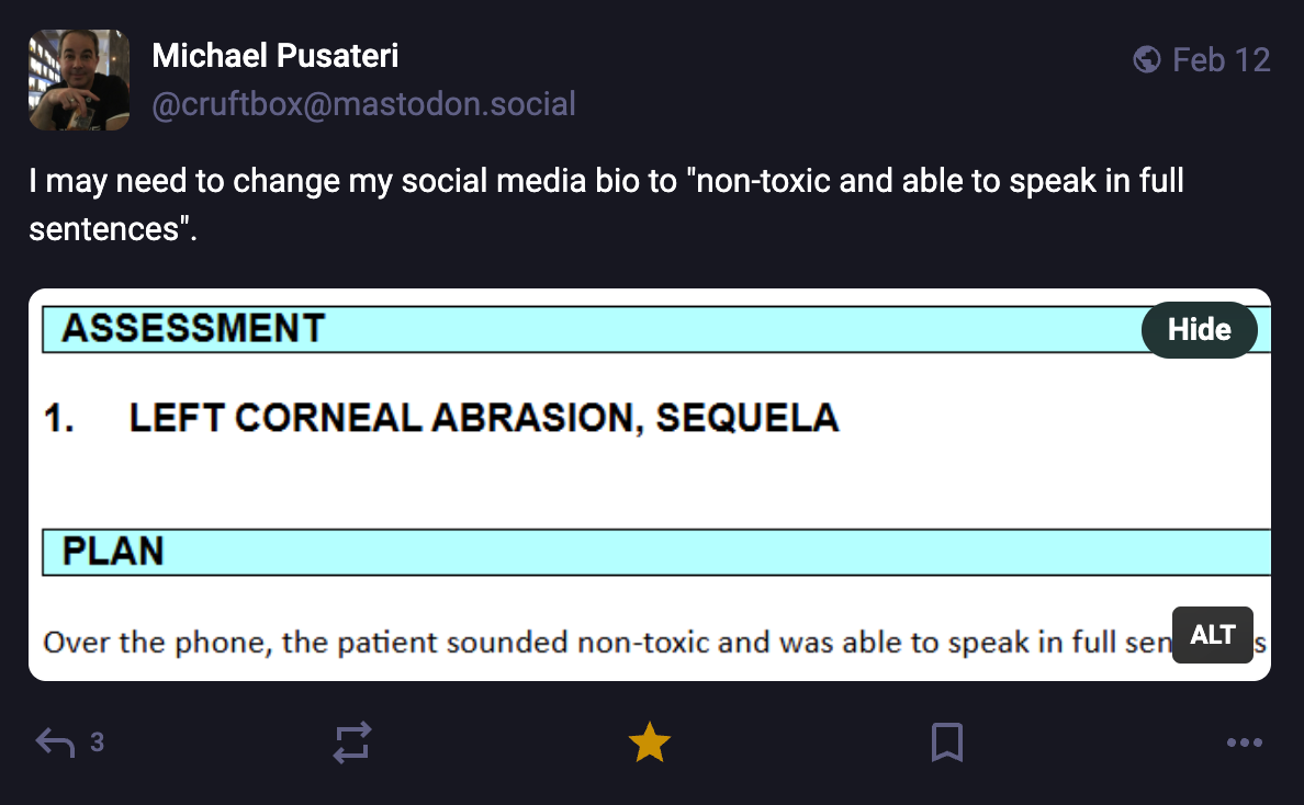 A Mastodon or Bluesky post