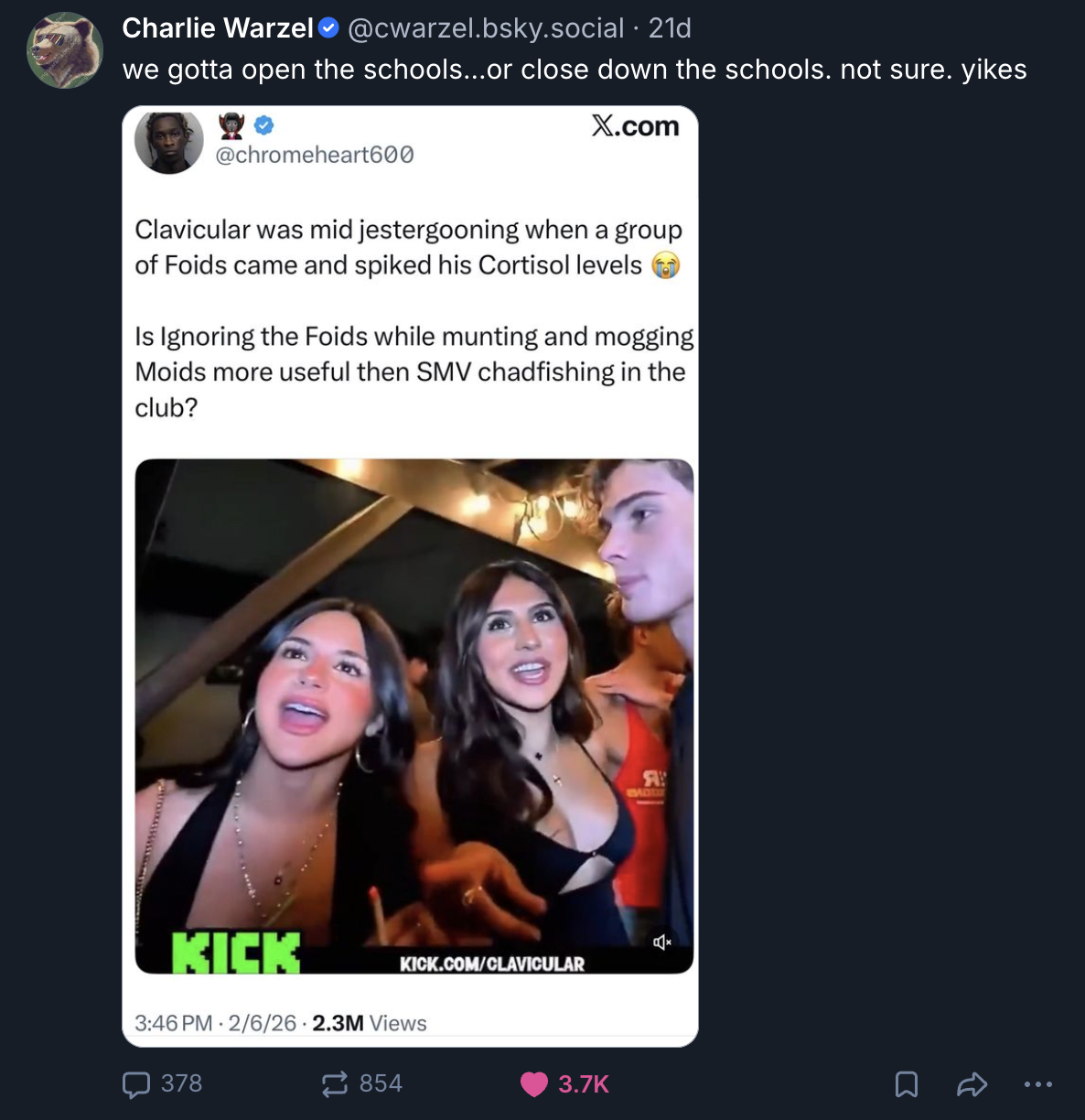 A Mastodon or Bluesky post