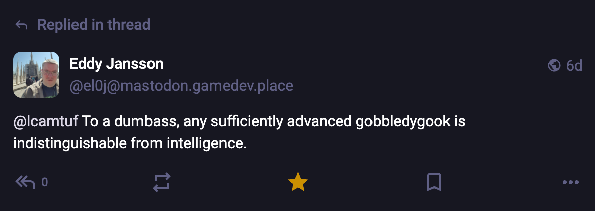 A Mastodon or Bluesky post