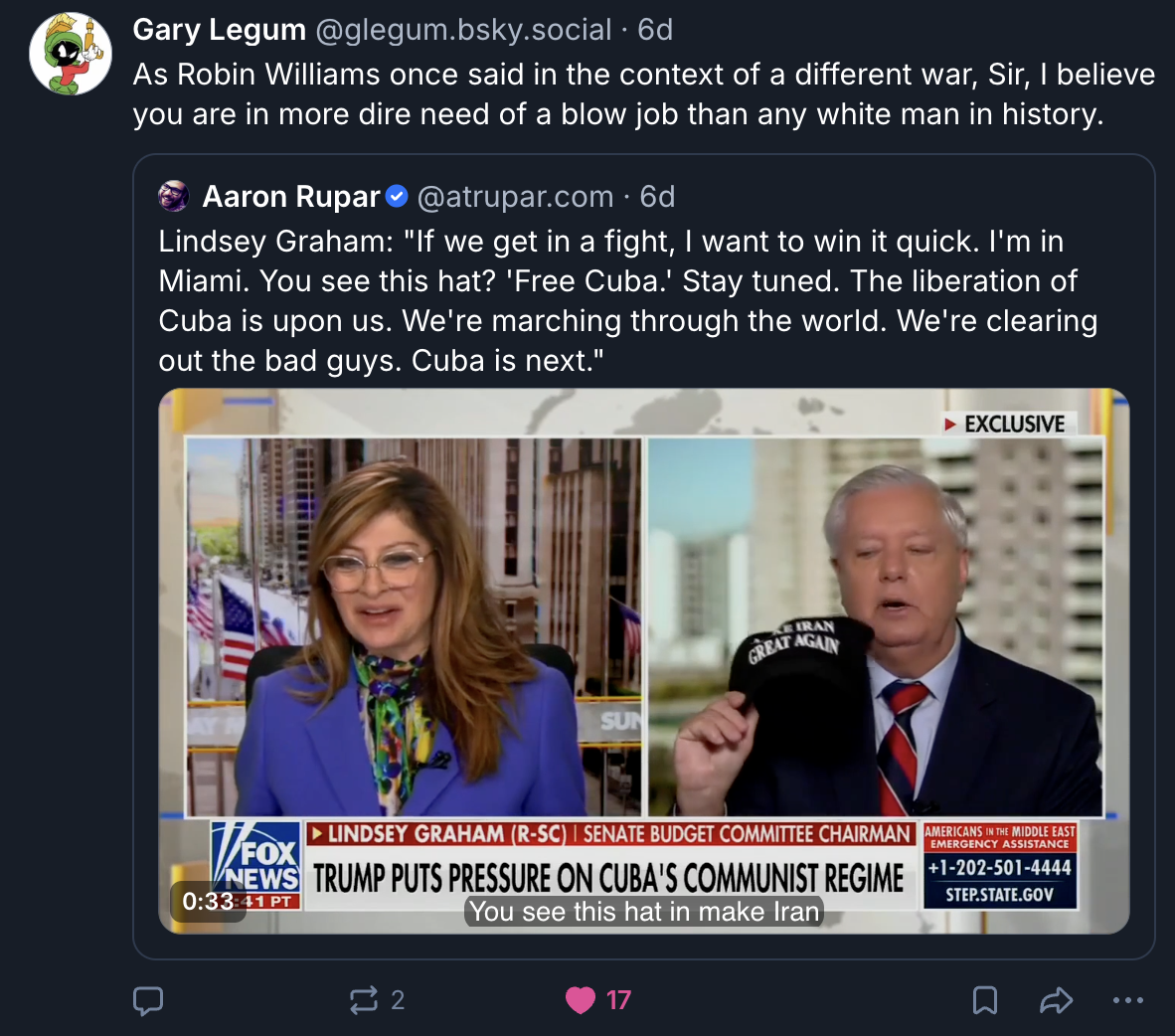 A Mastodon or Bluesky post