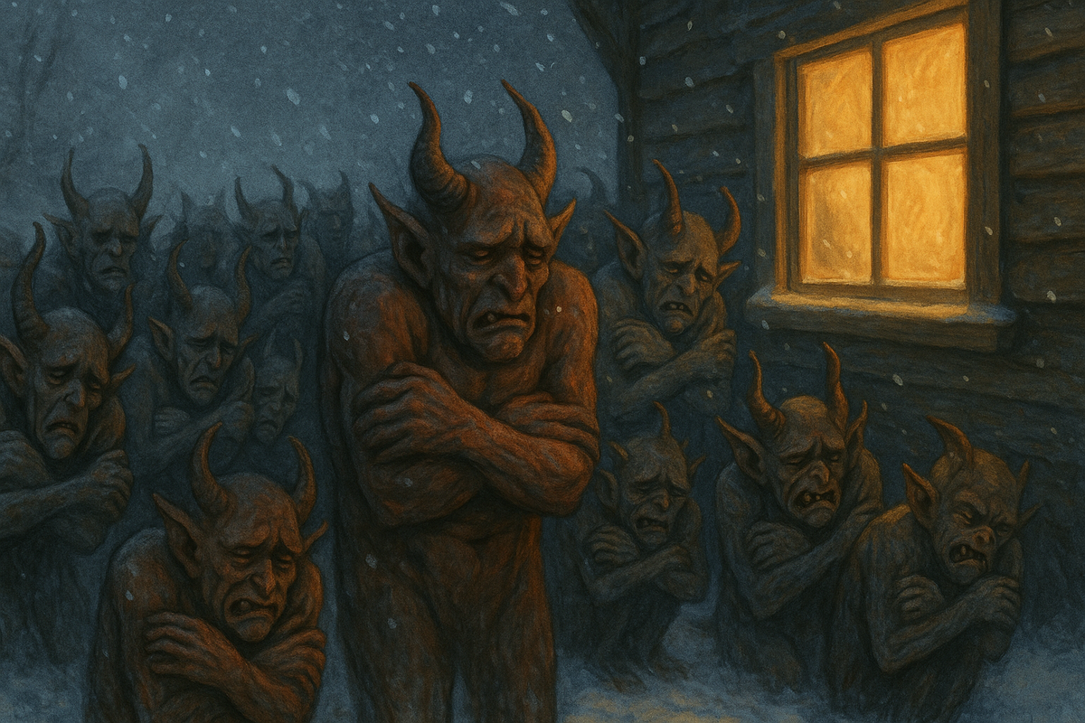 A bunch of demons freezing in the cold