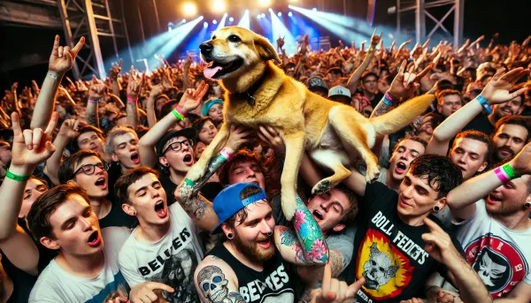 A dog in a mosh pit