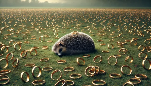 A dead hedgehog surrounded by rings